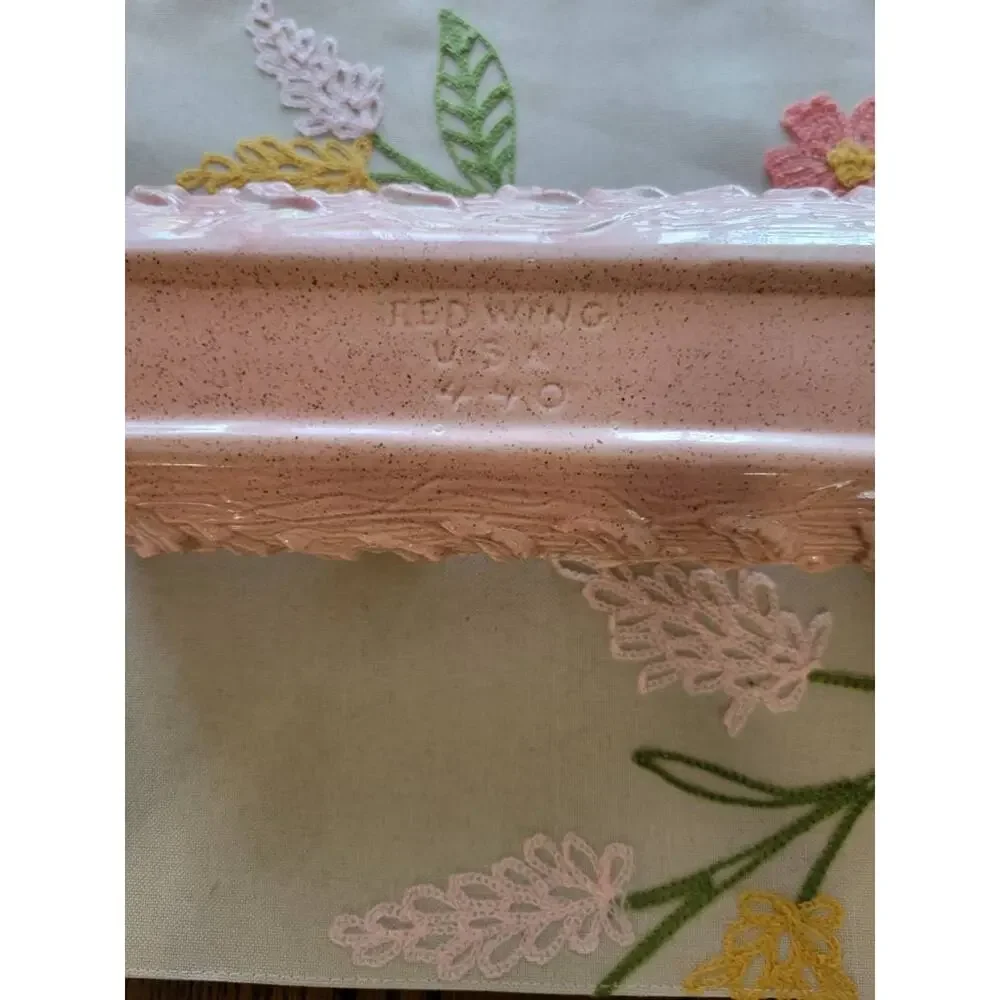 Vintage Red Wing Pottery Log Planter Vine Pink Speckled 10